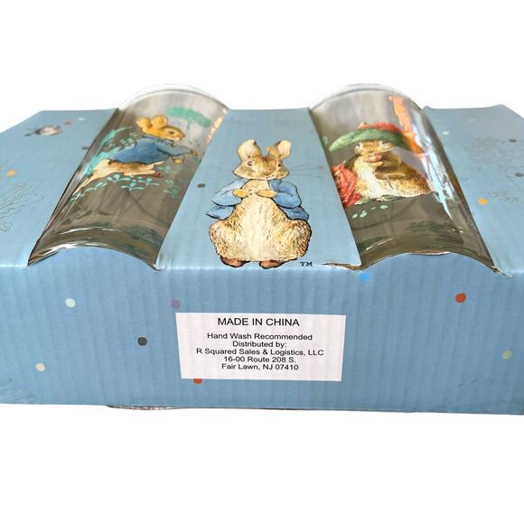 Beatrix Potter Peter Rabbit Glass Tumblers 16oz Set of 4 Spring Floral NEW - Picture 5 of 15